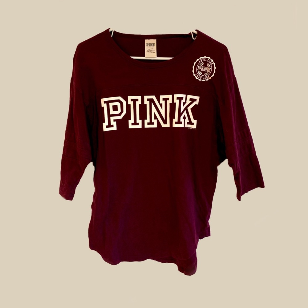 Great Condition VS Pink Maroon Varsity HalfSleeve
